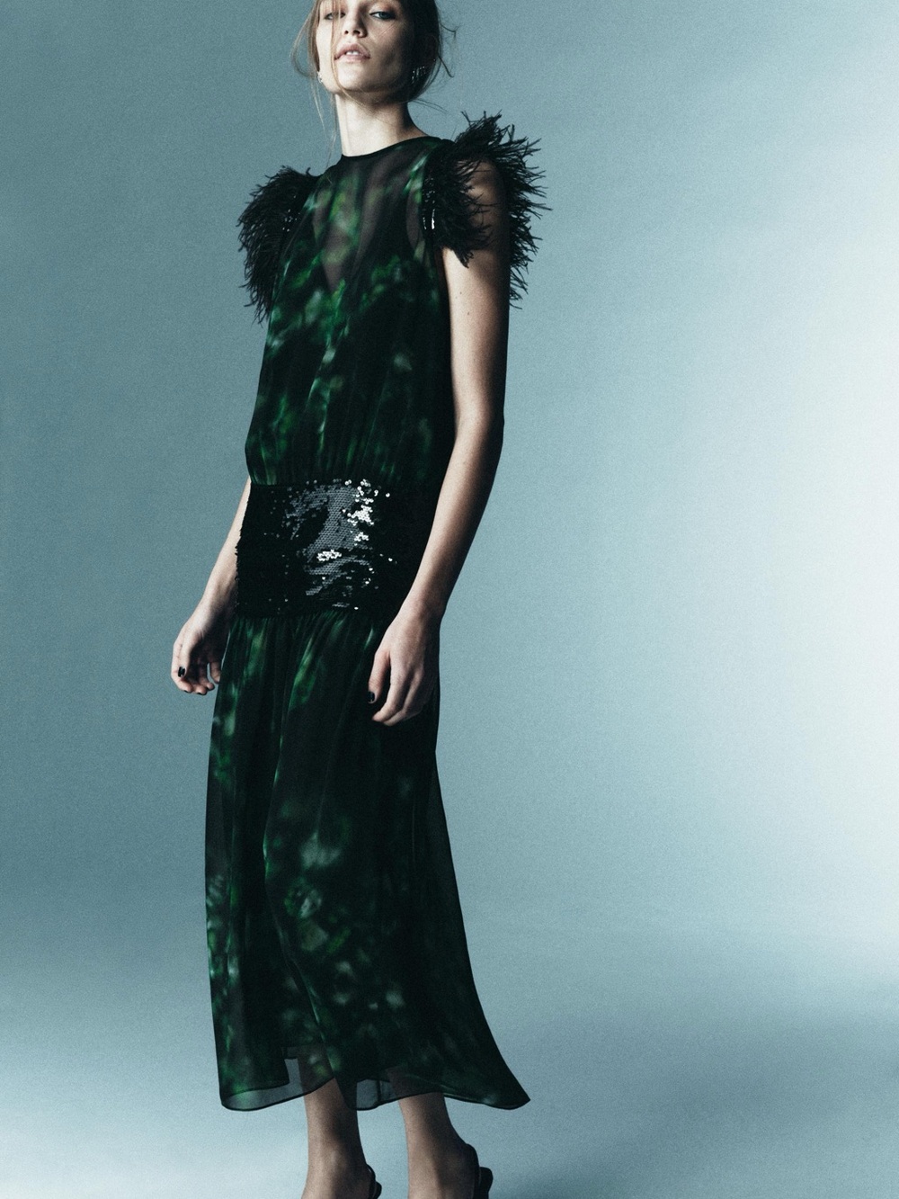 Zara Limited Edition Combined Printed Midi Dress